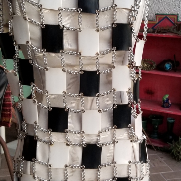 vtg 60s PACO RABONNE chain & plastic MINI DRESS - Picture 7 of 13